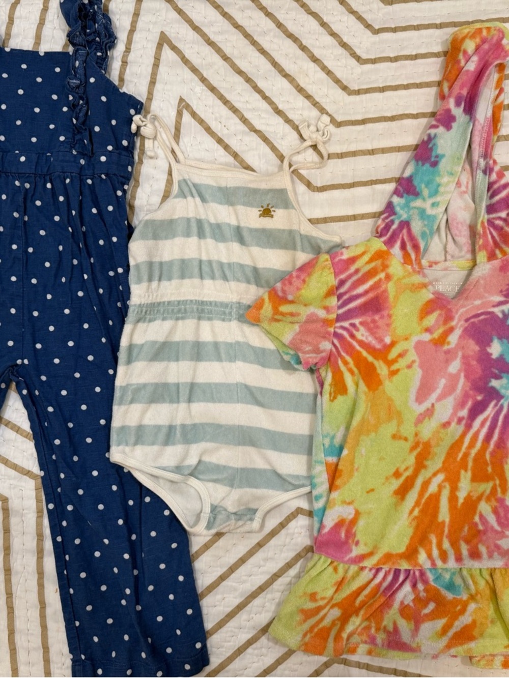 Bundle of Striped Knit Gap Romper with two beach cover-ups, size 4T